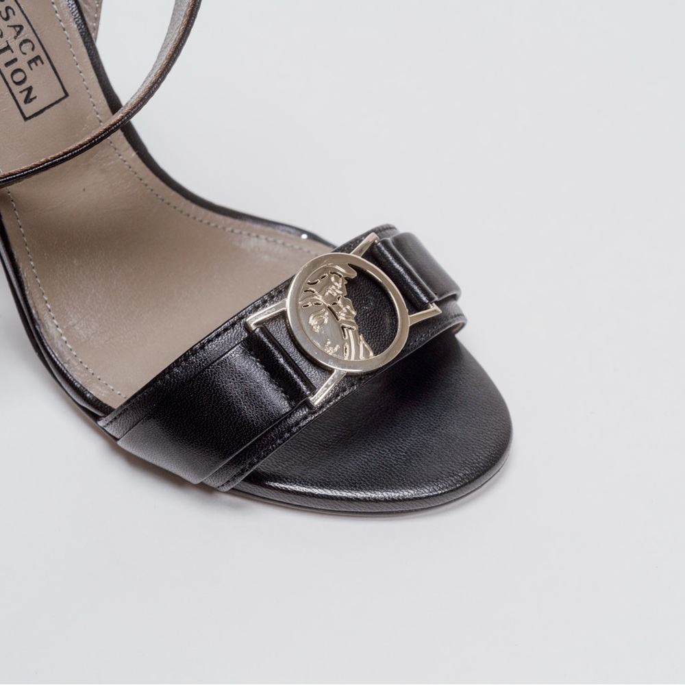 Versace Black Leather Stiletto Sandals - Size 37 - Picture 10 of 11